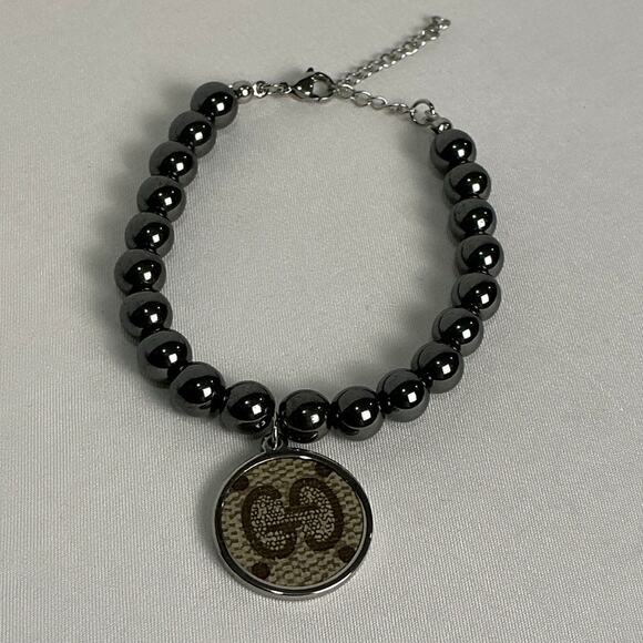 Gucci Monogram Canvas Hematite Bracelet - Picture 1 of 5